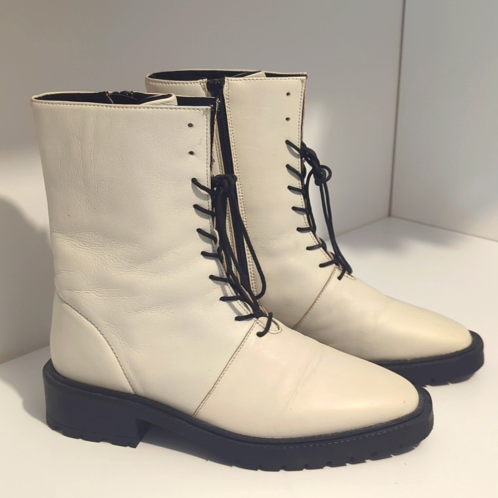 Leather lace up boots